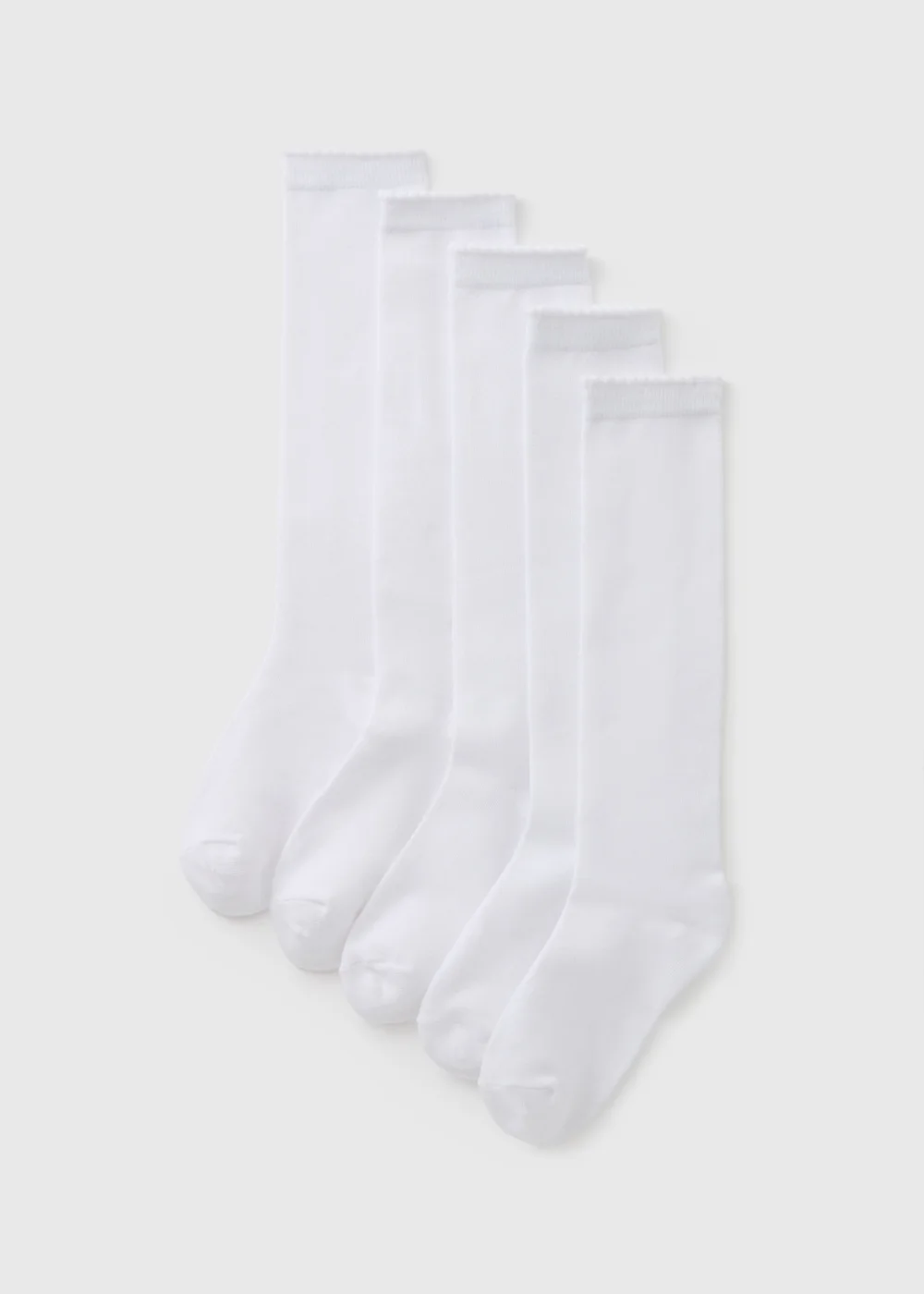 5 Pack Girls White Knee Length Socks (Younger 6-Older 6.5) - Sizes 6 - 8.5 Image 1