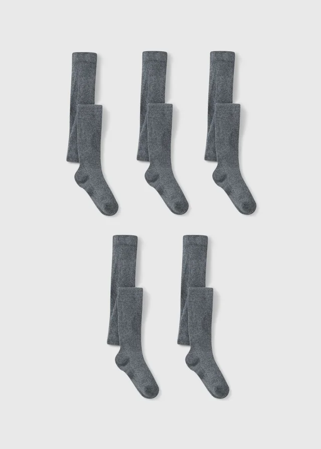 5 Pack Grey Soft Tights (2-13yrs)