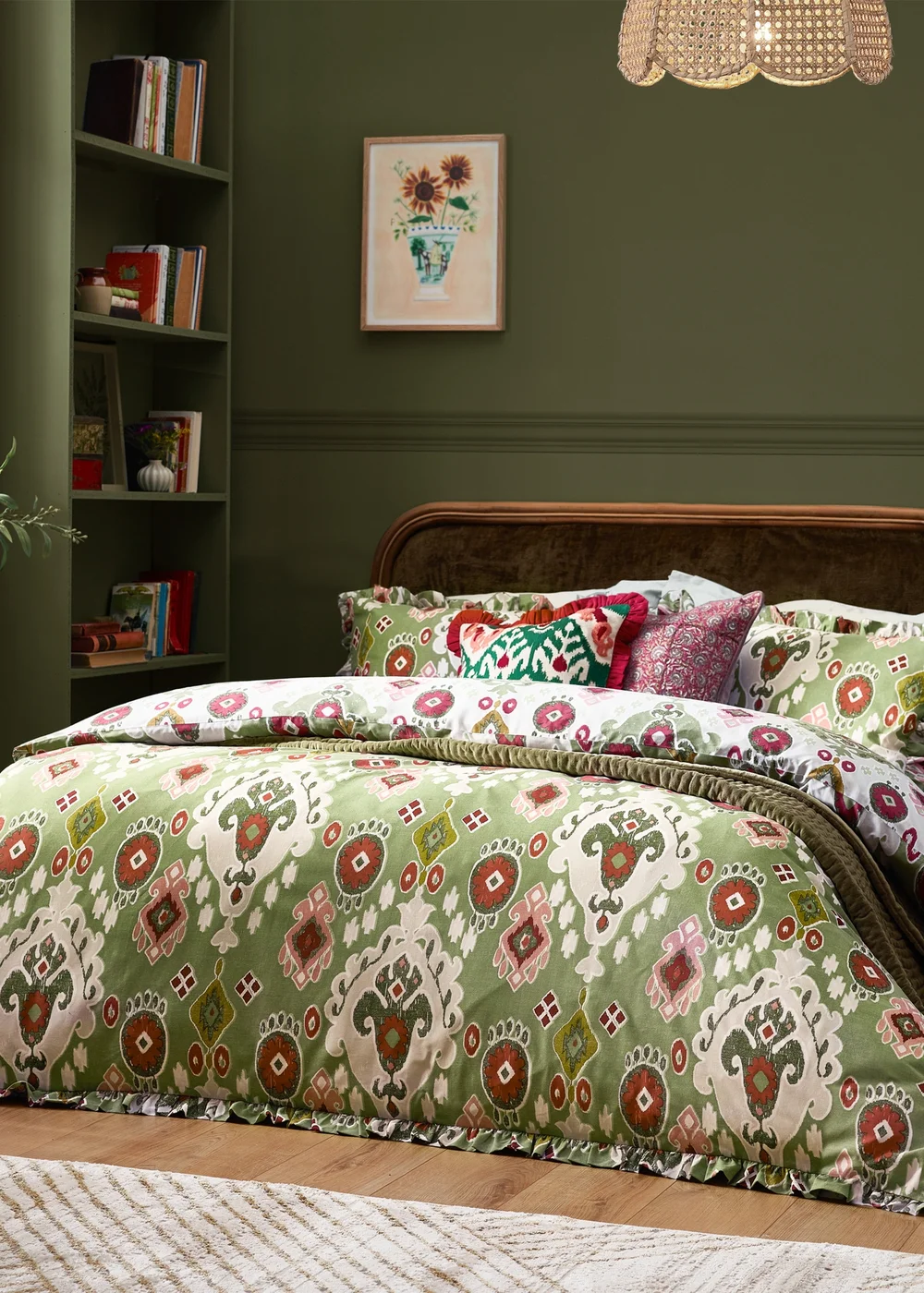 Paoletti 1973 Dawson Ikat Green Reversible Duvet Cover Set - Single Image 1