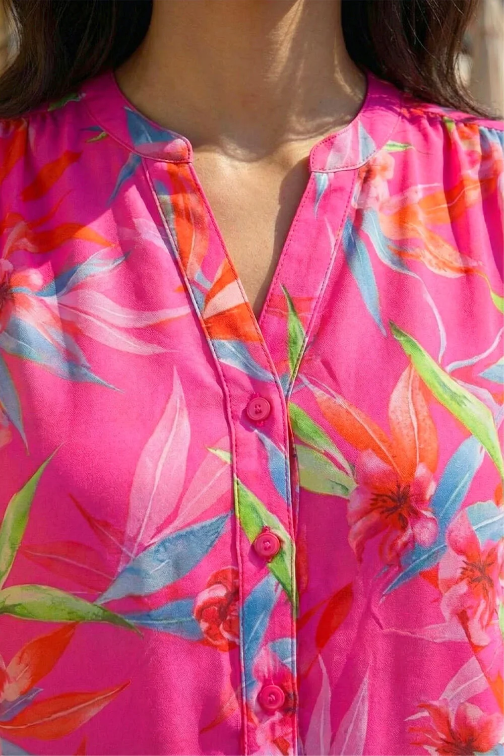 Roman Candy Pink Floral Print Longline Blouse - 12 Image 4