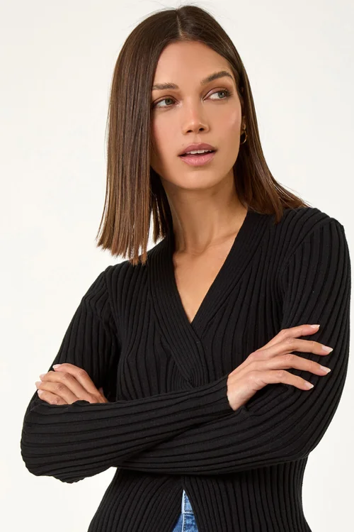 Roman Black Cable Split Detail Rib Jumper - Size 20 Image 4