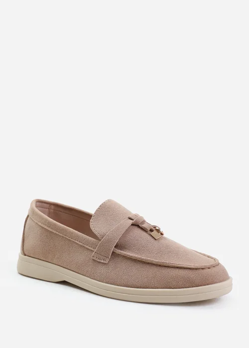 Where's That From Khaki Faux Suede Pegasus Slip On Trim Loafers - 6 Image 1
