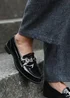 Where's That From Black Cielo Extra Wide Metal Detail Loafers - Size 5 Image 1