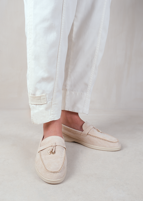 Where's That From Beige Suede Pegasus Wide-Fit Slip On Loafers - Size 6 Image 3