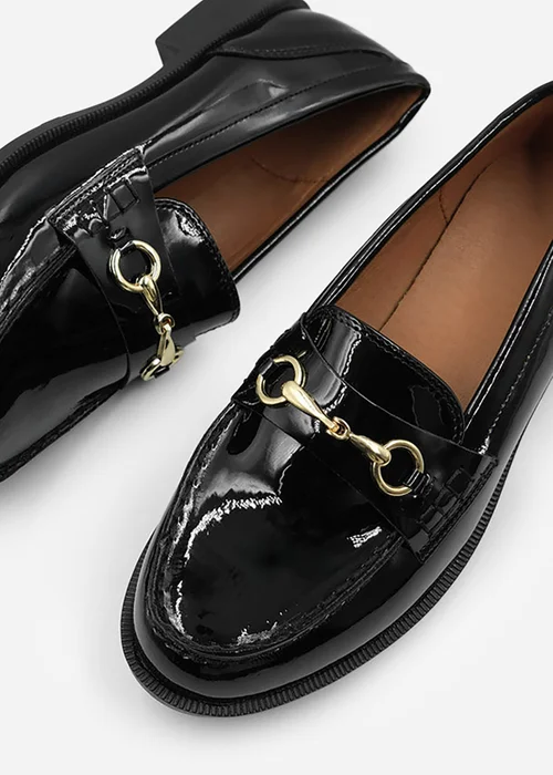 Where's That From Black Cielo Wide Fit Metal Detail Loafers - Size 5 Image 3