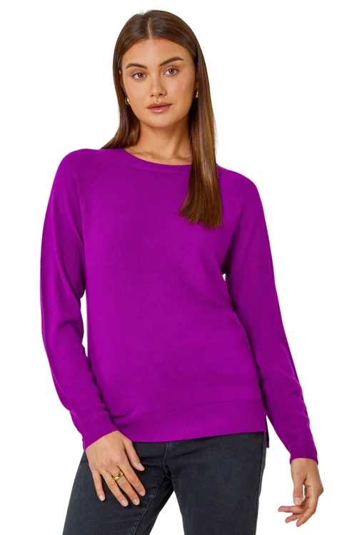 Roman Magenta Plain Soft Crew Neck Jumper - Size 18 Image 1