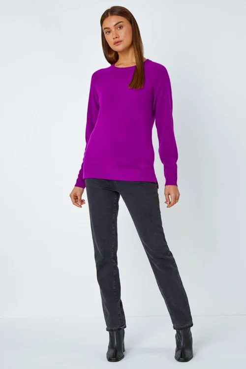 Roman Magenta Plain Soft Crew Neck Jumper - Size 18 Image 2