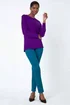 Roman Purple Plain Soft Crew Neck Jumper - Size 14 Image 2