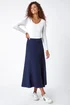Roman Blue Plain Elastic Waist Knitted A Line Midi Skirt - Size 14 Image 3