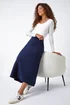 Roman Blue Plain Elastic Waist Knitted A Line Midi Skirt - Size 14 Image 2