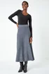 Roman Grey Plain Elastic Waist Knitted A Line Midi Skirt - Size 10 Image 3
