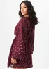 Gini London Burgundy Star Print Long Sleeve Mini Dress - S/M Image 2