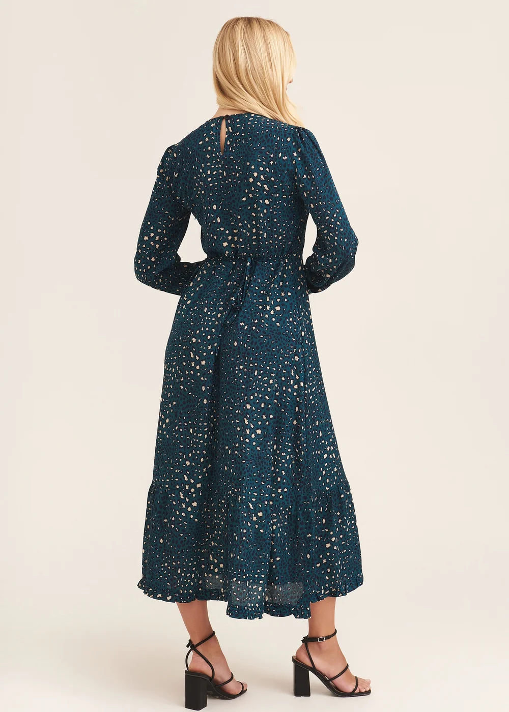 Gini London Green Animal Print Long Sleeve Midaxi Dress - Size 8 Image 2