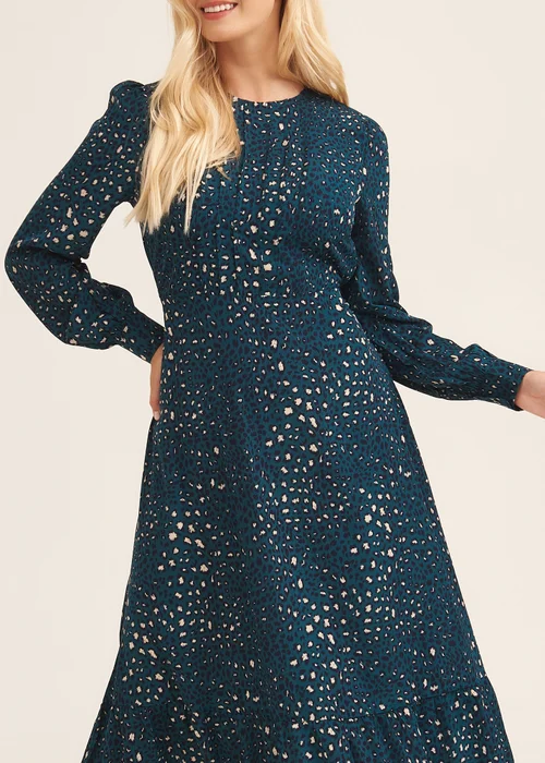 Gini London Green Animal Print Long Sleeve Midaxi Dress - Size 8 Image 3