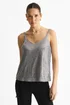 Gini London Silver Sequin V Neck Cami Top - M/L Image 1