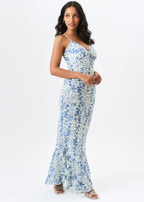 Gini London Ivory Dobby Floral Chiffon Strappy Maxi Dress - Size 14 Image 4