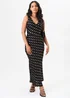 Gini London Black V Neck Bias Foil Satin Slip Midi Dress - 8 Image 1
