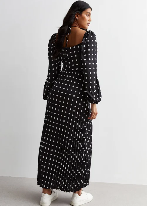 Gini London Black Polka Dot Pleated Cut Out Maxi Dress - 8 Image 2