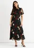 Gini London Black Angel Sleeves Embroidered Occasion Midi Dress - 12 Image 1