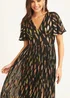 Gini London Black Multi Jacquard Angel Sleeves Maxi Dress - 10 Image 3
