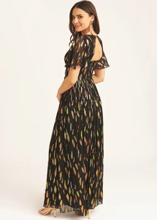 Gini London Black Multi Jacquard Angel Sleeves Maxi Dress - 10 Image 4