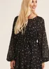 Gini London Black Star Print Long Sleeve Mini Dress - S/M Image 3