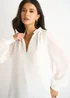 Gini London White Dobby Chiffon Frill Neck Blouse - 8 Image 3