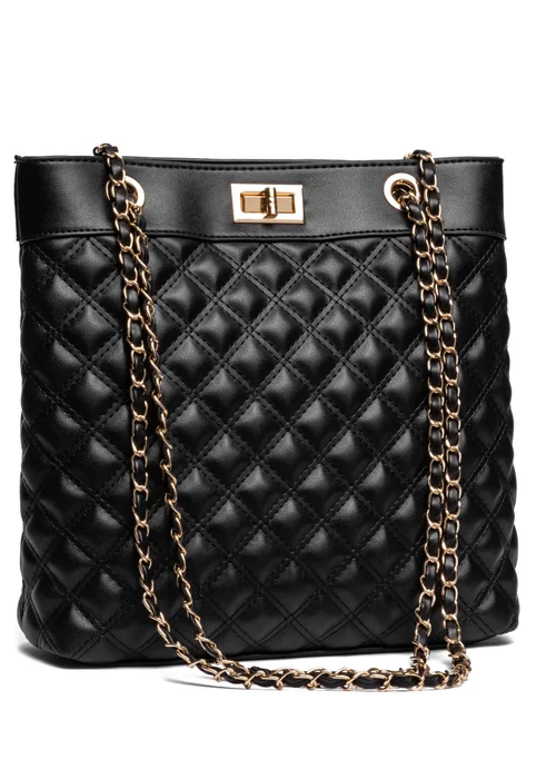 Raffaella Black Quilted Tote Shoulder Bag - One Size Image 1