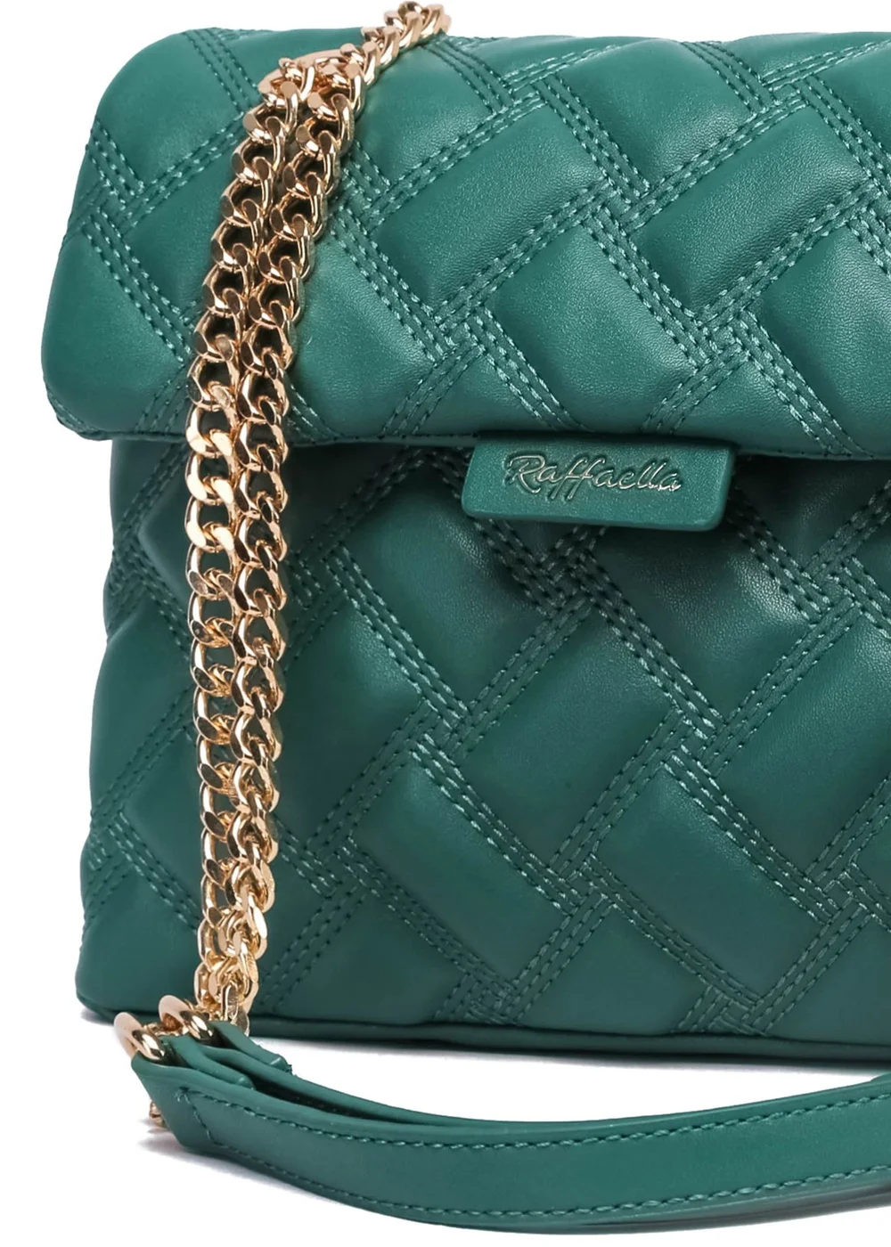 Raffaella Green Quilted Chain Shoulder Bag - One Size Image 2