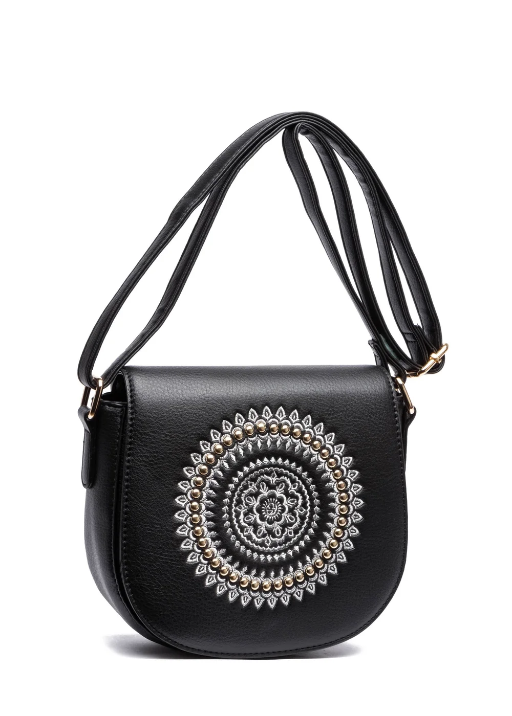Raffaella Black Embroidery Saddle Bag - One Size Image 1