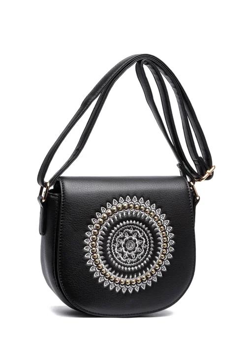 Raffaella Black Embroidery Saddle Bag - One Size Image 1