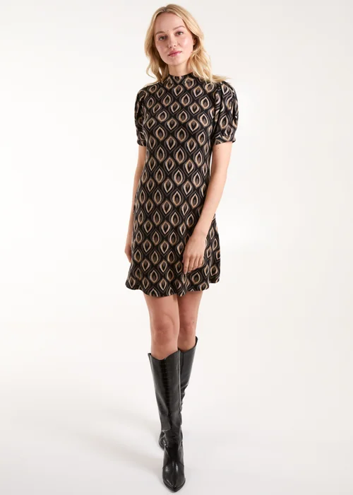 Blue Vanilla Black Puff Sleeve Swing Mini Dress - S Image 4