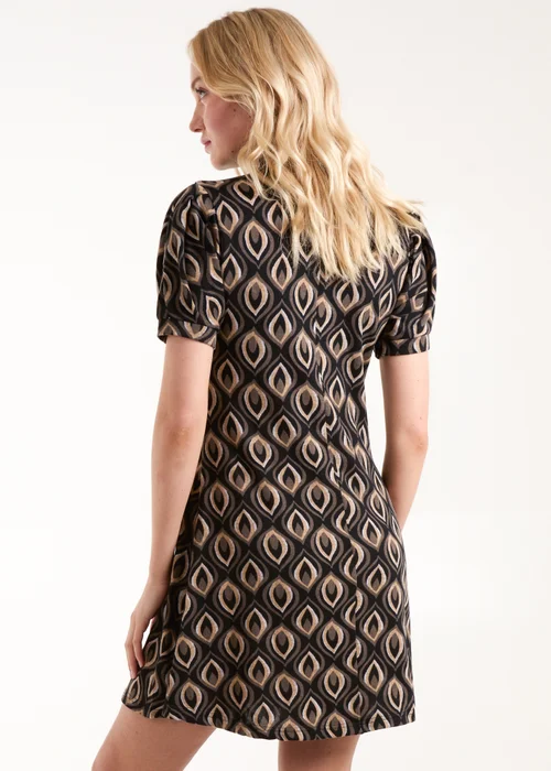 Blue Vanilla Black Puff Sleeve Swing Mini Dress - S Image 2