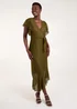 Blue Vanilla Khaki Lace Wrap Midi Dress - 10 Image 3