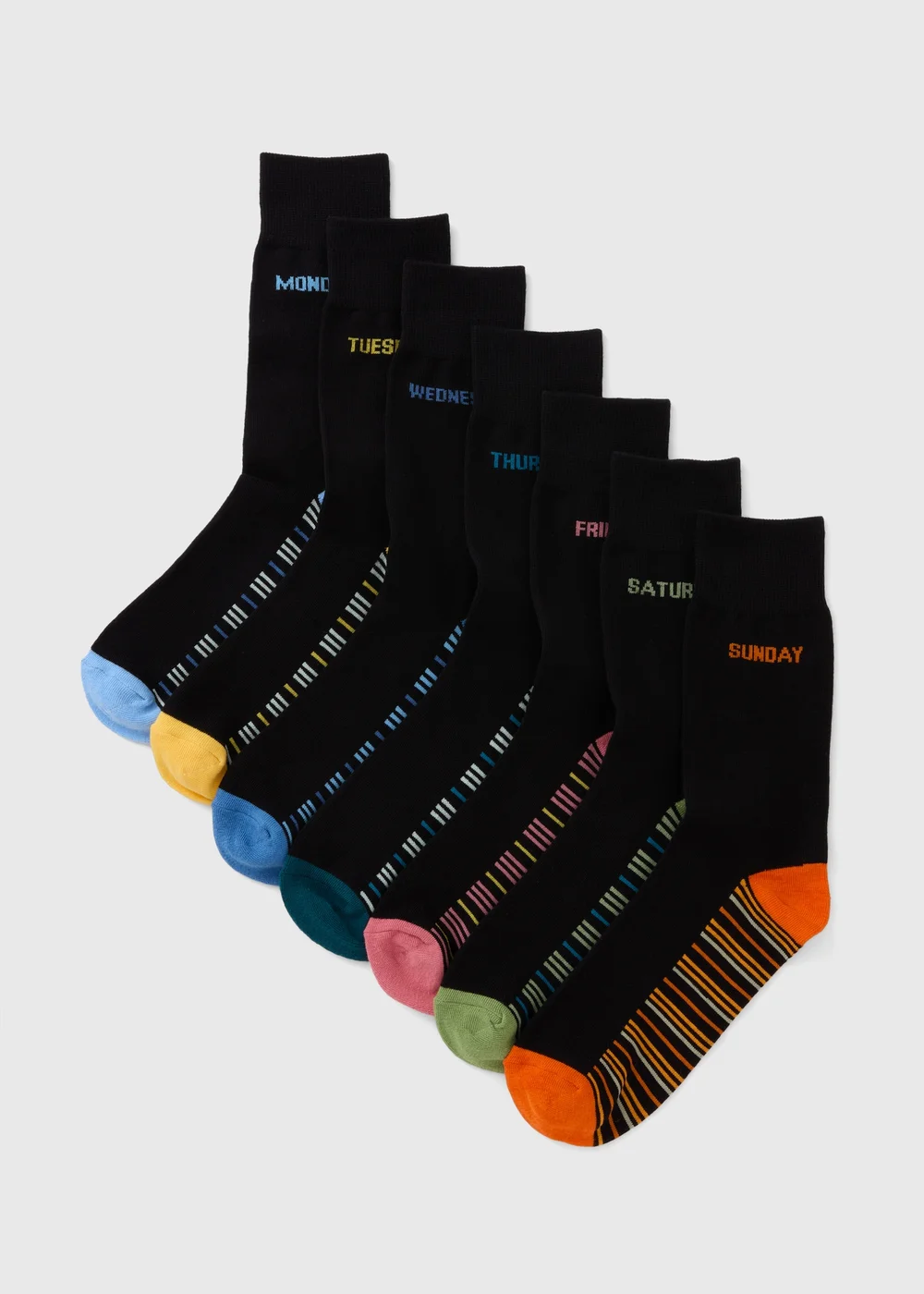 Black 7 Pack Days Of The Week Socks - Sizes 6 - 8.5 Image 1