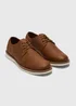 Tan Faux Leather Derby Shoe - Size 6 Image 1