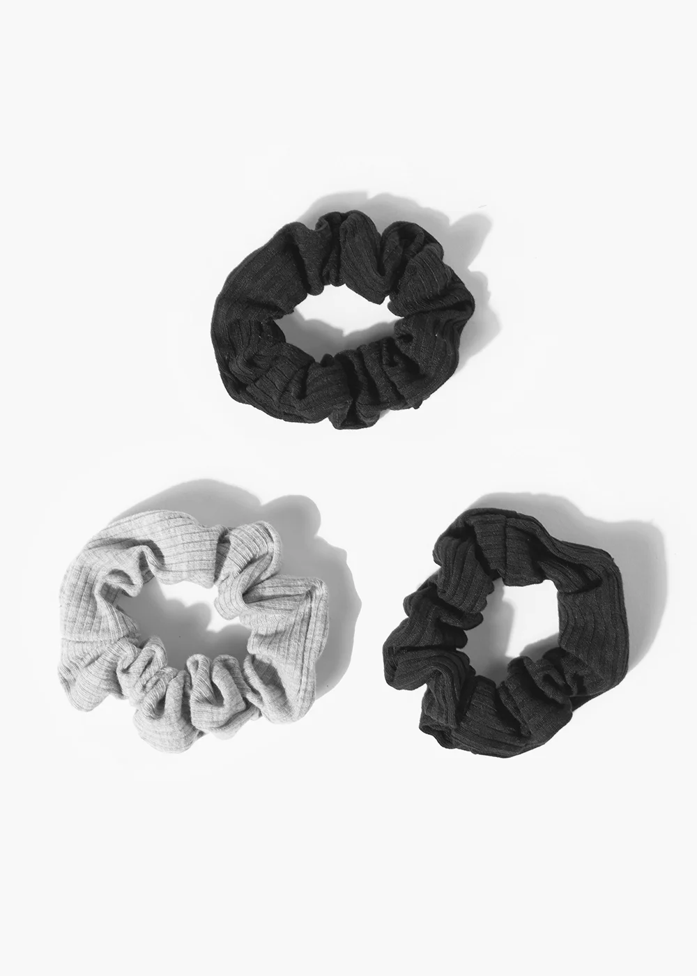 3 Pack Black Jersey Scrunchies - One Size Image 1