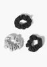 3 Pack Black Jersey Scrunchies - One Size Image 1
