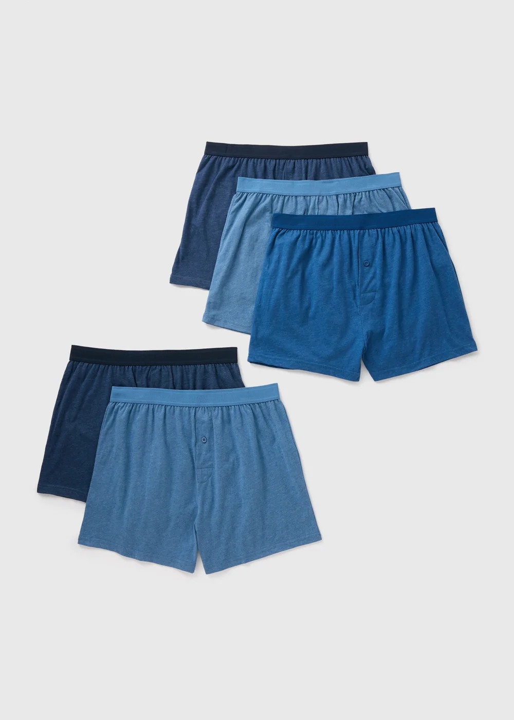 5 Pack Blue Loose Fit Boxers - Small Image 1