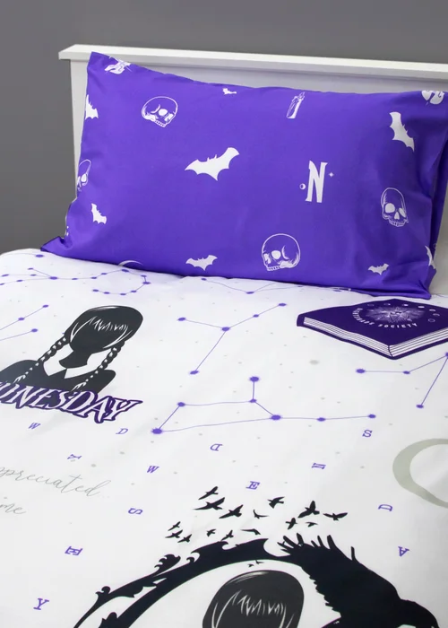 Wednesday Reversible Brushed Microfiber Duvet Cover Set - Single Image 3