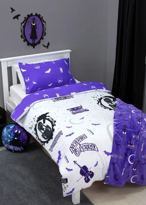 Wednesday Reversible Brushed Microfiber Duvet Cover Set - Single Image 1