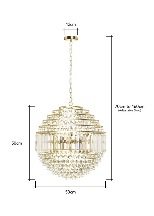 BHS Antique Brass Paladina Large Ball Ceiling Pendant (70-160cm x 50cm) - One Size Image 4