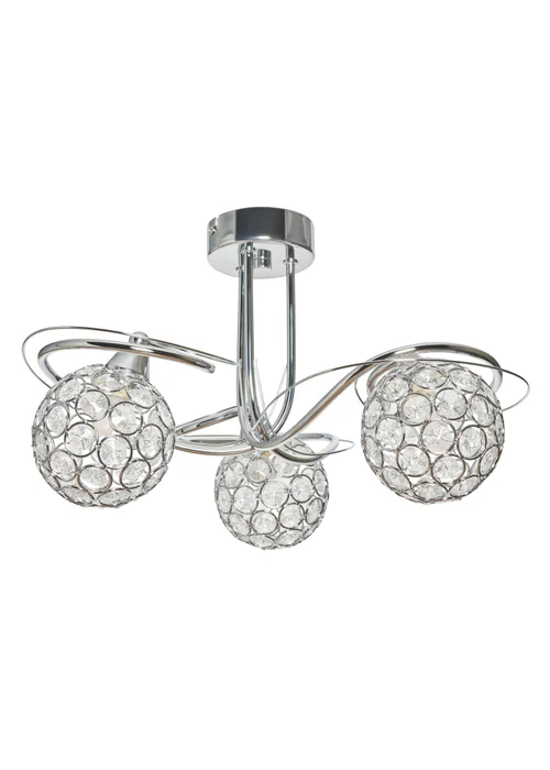 BHS Chrome Orianna Flush 3 Light (22cm x 43cm) - One Size Image 4