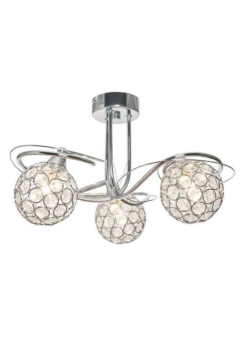 BHS Chrome Orianna Flush 3 Light (22cm x 43cm) - One Size Image 3