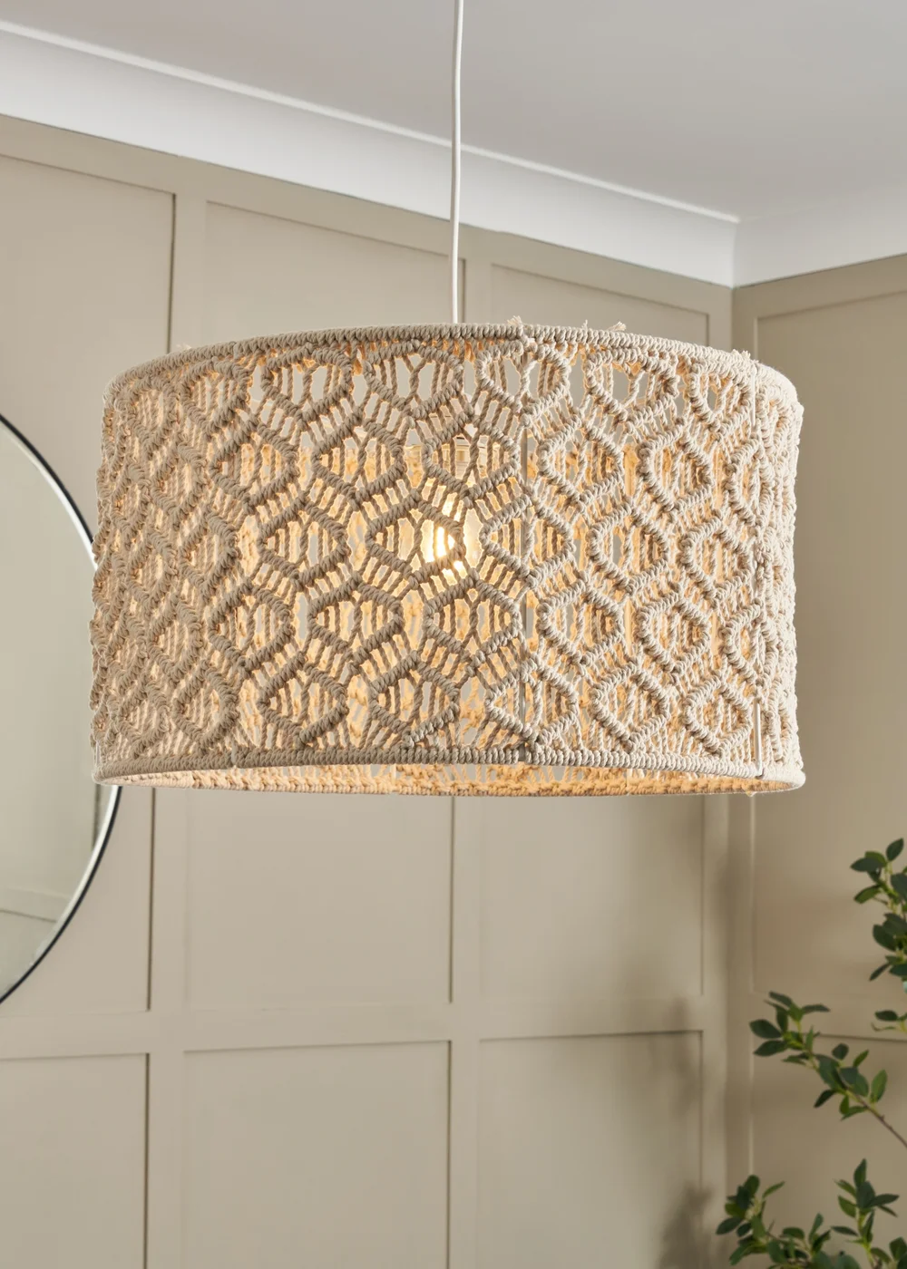 BHS Ivory Large Macrame Easyfit Shade (26cm x 47cm) - One Size Image 2