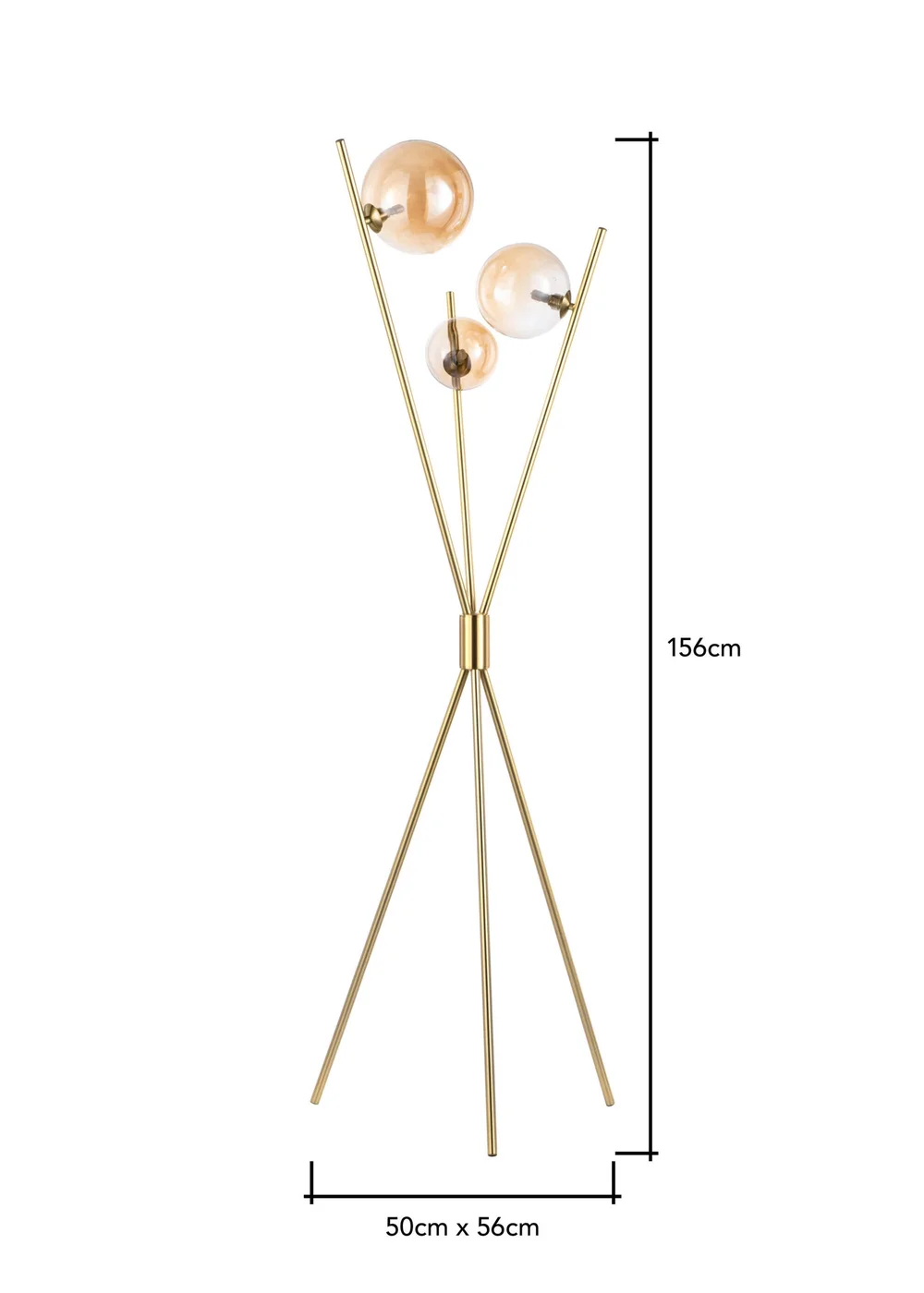 BHS Antique Brass Lincoln Tripod 3 Light Floor Lamp (156cm x 56cm) - One Size Image 4