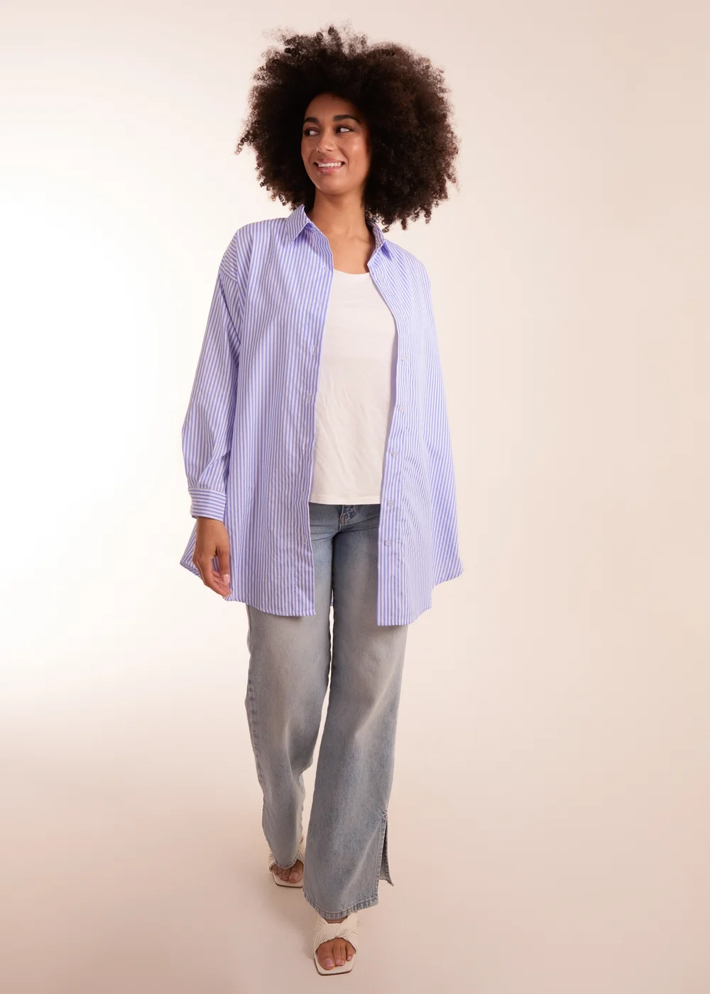 Blue Vanilla Blue Oversized Stripe Shirt - One Size Image 4