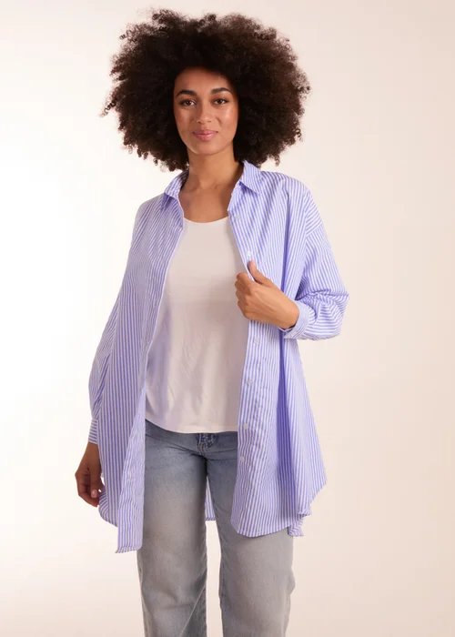 Blue Vanilla Blue Oversized Stripe Shirt - One Size Image 1