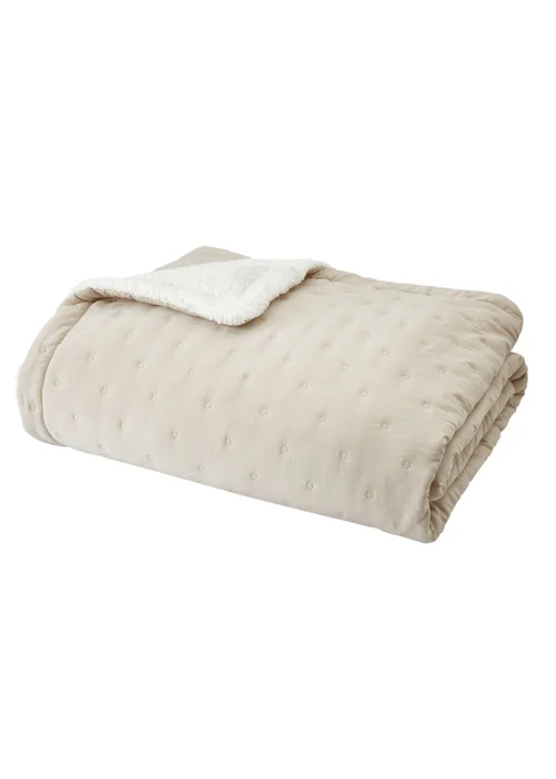 Catherine Lansfield Nori Cream Pinsonic Faux-Shearling Bedspread (220x230cm) - One Size Image 4
