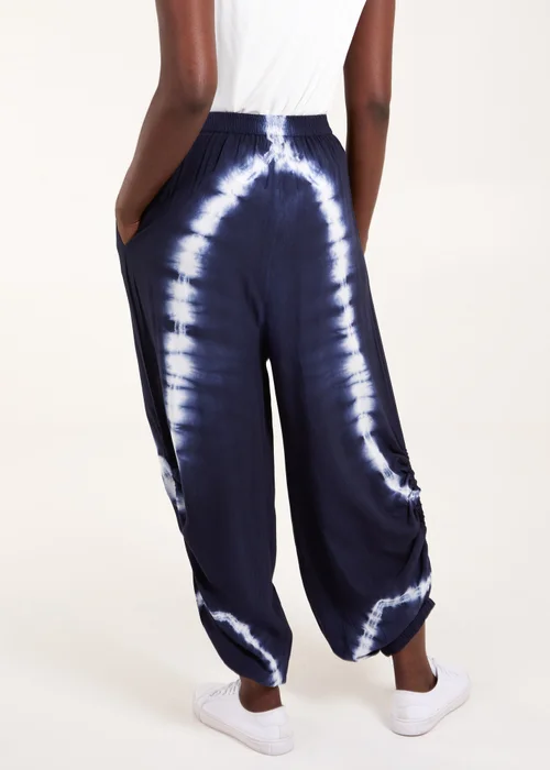 Blue Vanilla Navy Tie Dye Ruched Harem Trousers - One Size Image 2